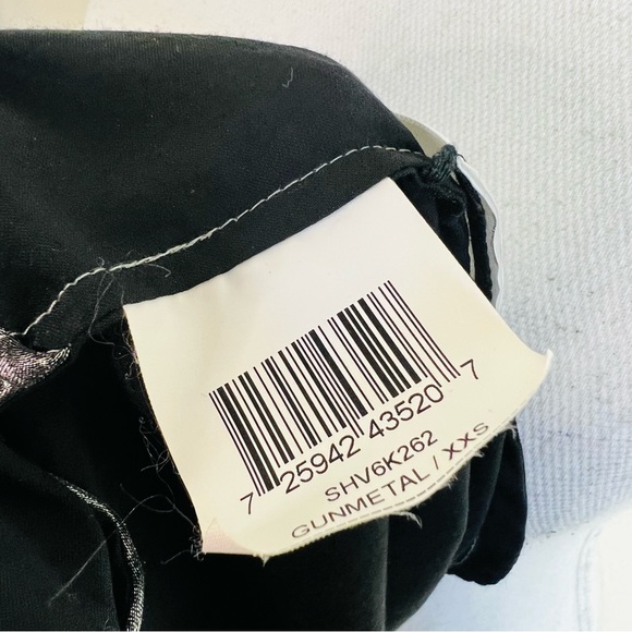 BCBGMaxAzria Silver Gunmetal Metallic Belt Tie Cinched Button Down Dress - Picture 10 of 14